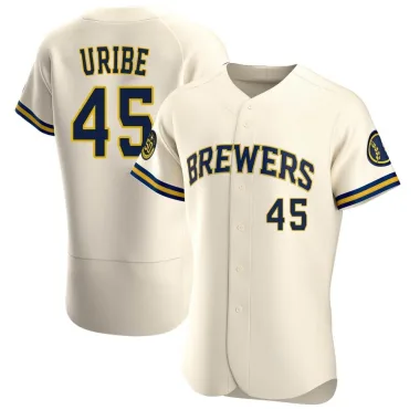 Abner Uribe Men's Authentic Milwaukee Brewers Cream Home Jersey
