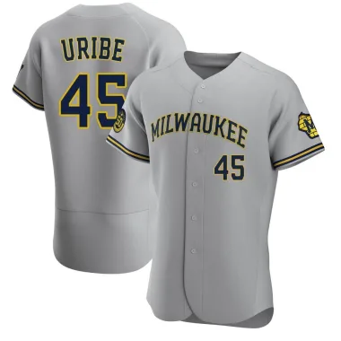 Abner Uribe Men's Authentic Milwaukee Brewers Gray Road Jersey
