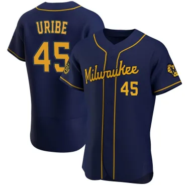 Abner Uribe Men's Authentic Milwaukee Brewers Navy Alternate Jersey