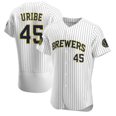 Abner Uribe Men's Authentic Milwaukee Brewers White Alternate Jersey