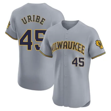 Abner Uribe Men's Elite Milwaukee Brewers Gray Road Jersey