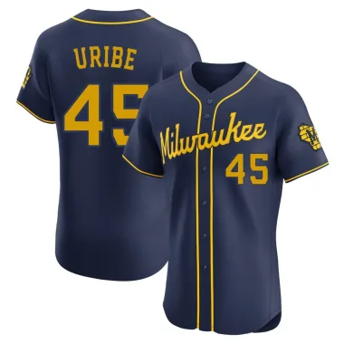 Abner Uribe Men's Elite Milwaukee Brewers Navy Alternate Jersey