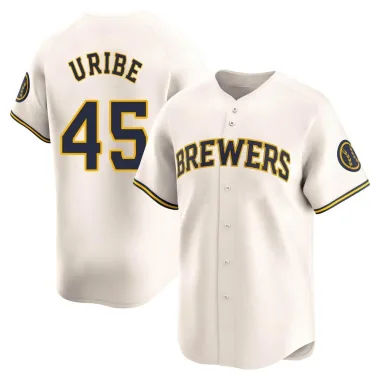 Abner Uribe Men's Limited Milwaukee Brewers Cream Home Jersey
