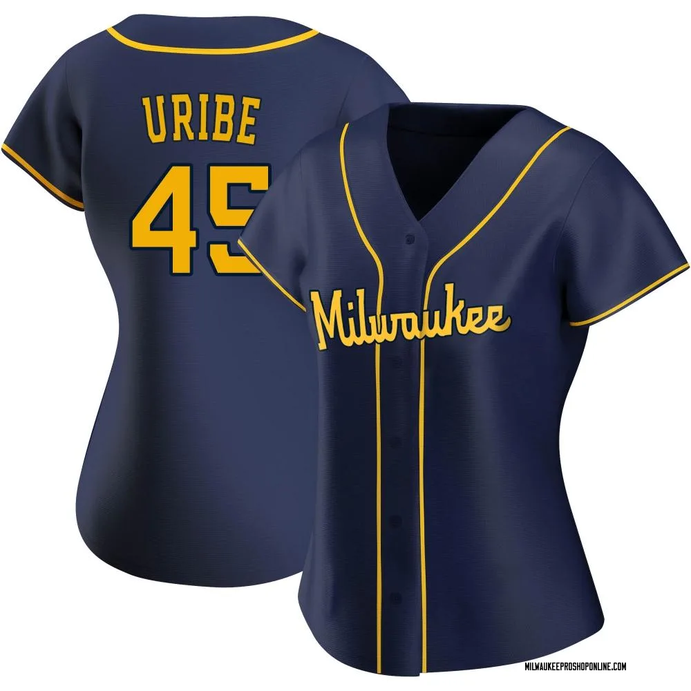 Abner Uribe Women's Authentic Milwaukee Brewers Navy Alternate Jersey