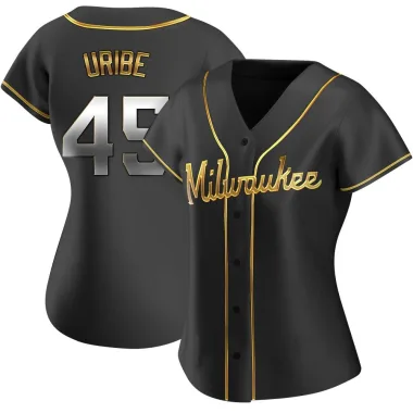 Abner Uribe Women's Replica Milwaukee Brewers Black Golden Alternate Jersey