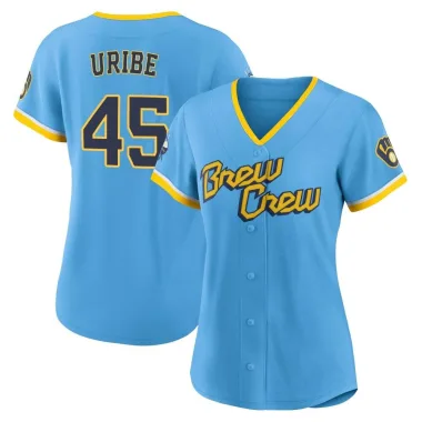 Abner Uribe Women's Replica Milwaukee Brewers Blue Powder 2022 City Connect Jersey