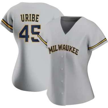 Abner Uribe Women's Replica Milwaukee Brewers Gray Road Jersey
