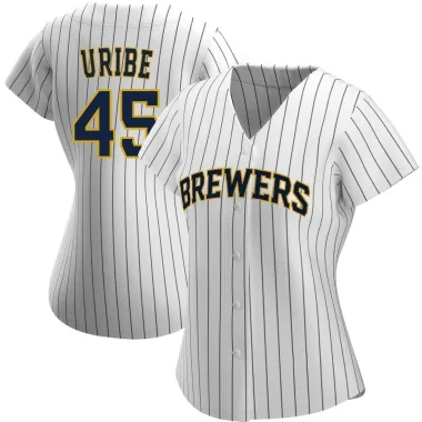 Abner Uribe Women's Replica Milwaukee Brewers White/Navy Alternate Jersey