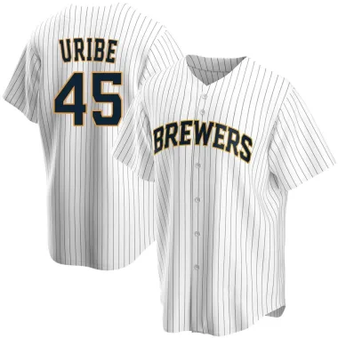 Abner Uribe Youth Replica Milwaukee Brewers White Home Jersey