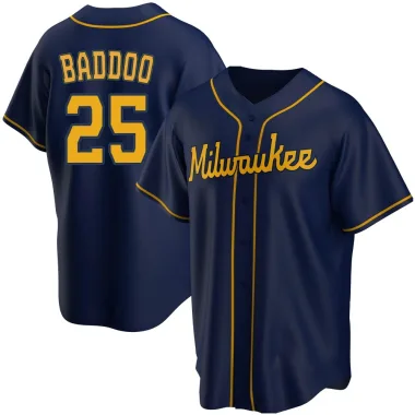 Akil Baddoo Men's Replica Milwaukee Brewers Navy Alternate Jersey