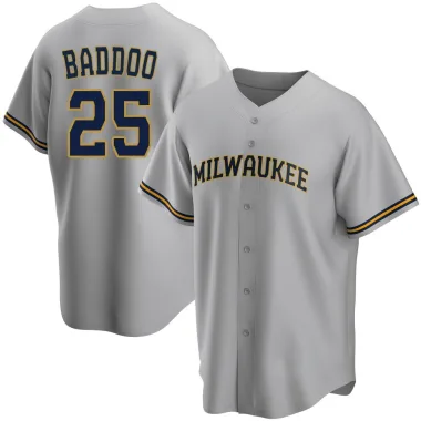 Akil Baddoo Youth Replica Milwaukee Brewers Gray Road Jersey