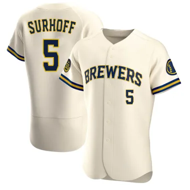 Bj Surhoff Men's Authentic Milwaukee Brewers Cream Home Jersey