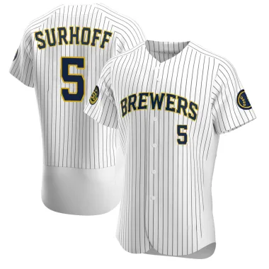 Bj Surhoff Men's Authentic Milwaukee Brewers White Alternate Jersey
