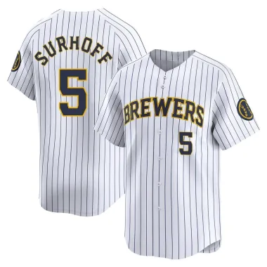 Bj Surhoff Men's Limited Milwaukee Brewers White Alternate Jersey