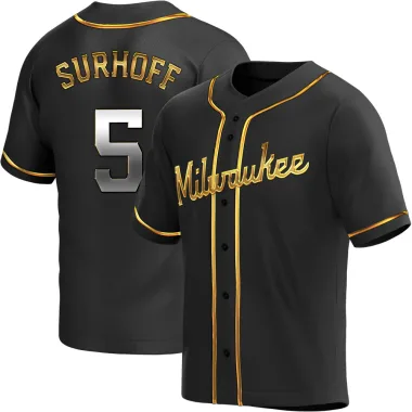 Bj Surhoff Men's Replica Milwaukee Brewers Black Golden Alternate Jersey