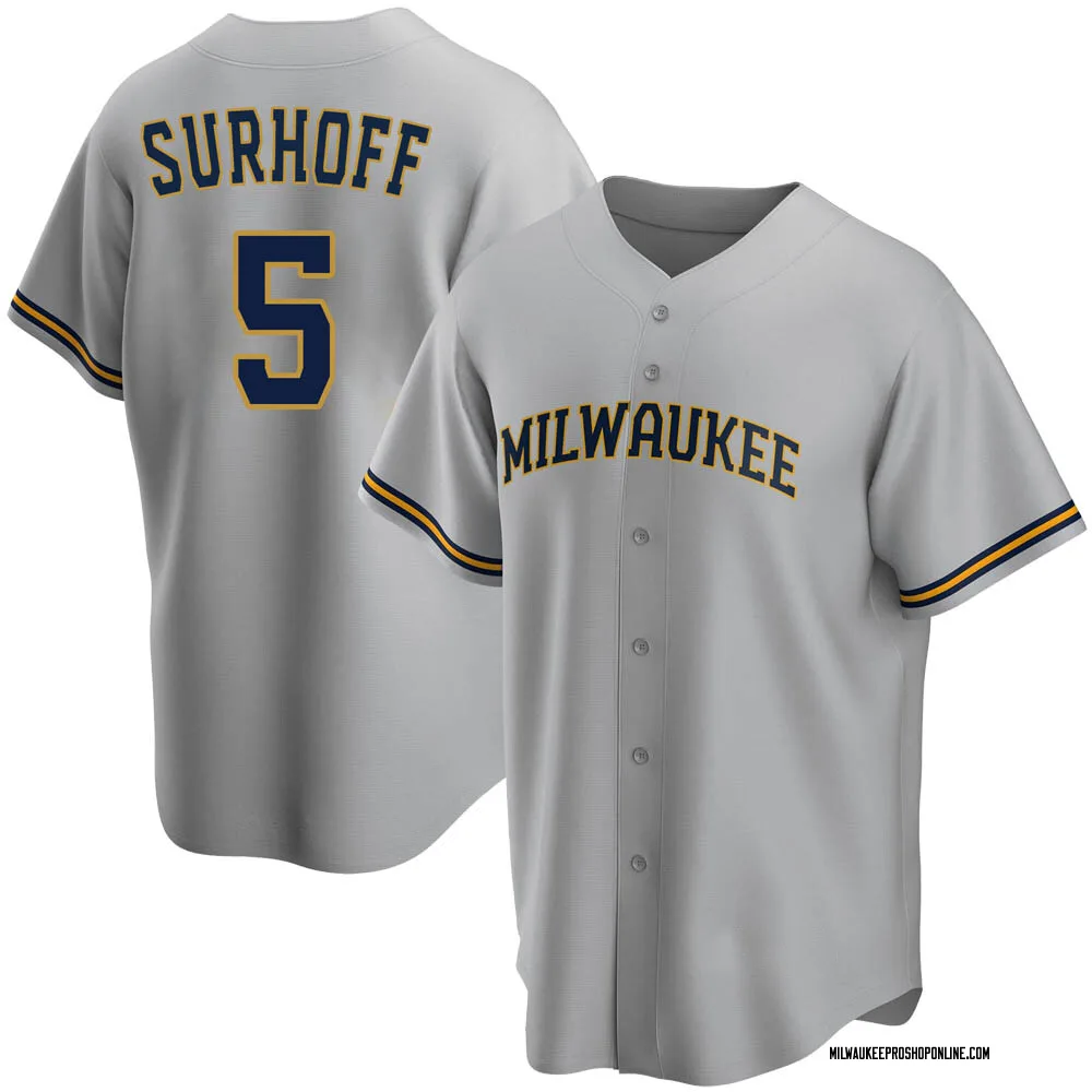 Bj Surhoff Men's Replica Milwaukee Brewers Gray Road Jersey