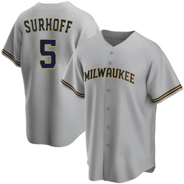 Bj Surhoff Men's Replica Milwaukee Brewers Gray Road Jersey