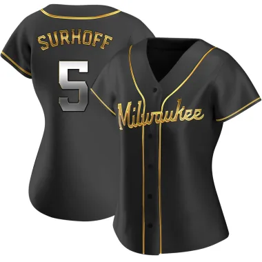 Bj Surhoff Women's Replica Milwaukee Brewers Black Golden Alternate Jersey