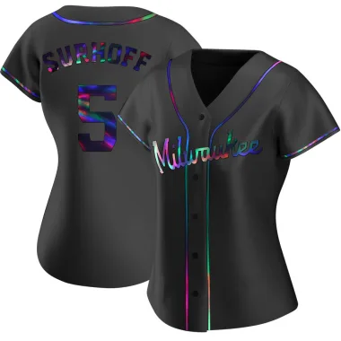 Bj Surhoff Women's Replica Milwaukee Brewers Black Holographic Alternate Jersey