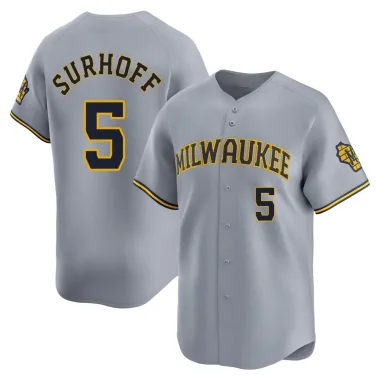 Bj Surhoff Youth Limited Milwaukee Brewers Gray Away Jersey