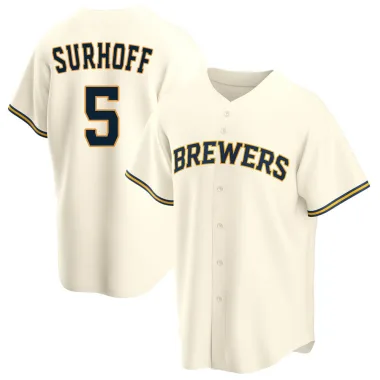Bj Surhoff Youth Replica Milwaukee Brewers Cream Home Jersey