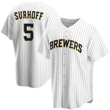 Bj Surhoff Youth Replica Milwaukee Brewers White Home Jersey