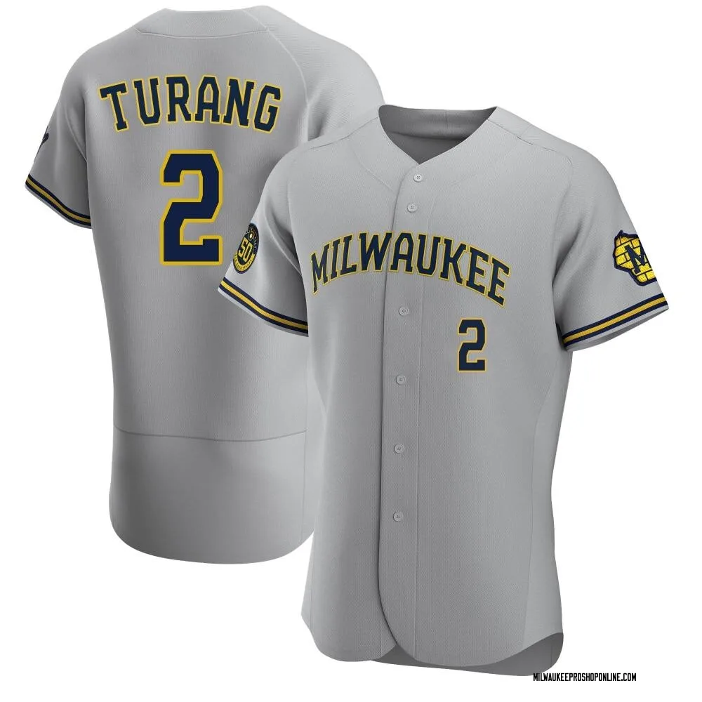 Brice Turang Men's Authentic Milwaukee Brewers Gray Road Jersey