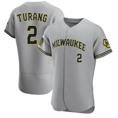 Brice Turang Men's Authentic Milwaukee Brewers Gray Road Jersey
