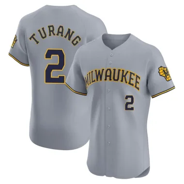 Brice Turang Men's Elite Milwaukee Brewers Gray Road Jersey