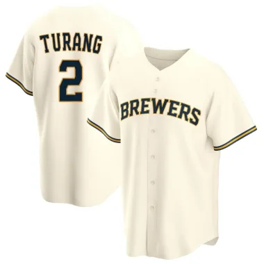 Brice Turang Men's Replica Milwaukee Brewers Cream Home Jersey