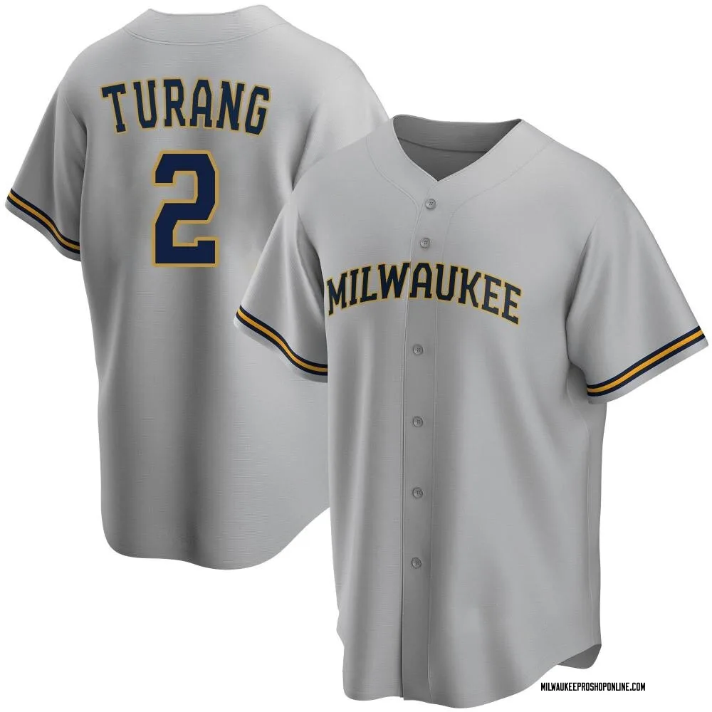 Brice Turang Men's Replica Milwaukee Brewers Gray Road Jersey
