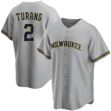 Brice Turang Men's Replica Milwaukee Brewers Gray Road Jersey