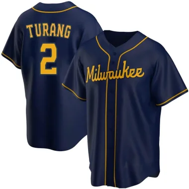 Brice Turang Men's Replica Milwaukee Brewers Navy Alternate Jersey