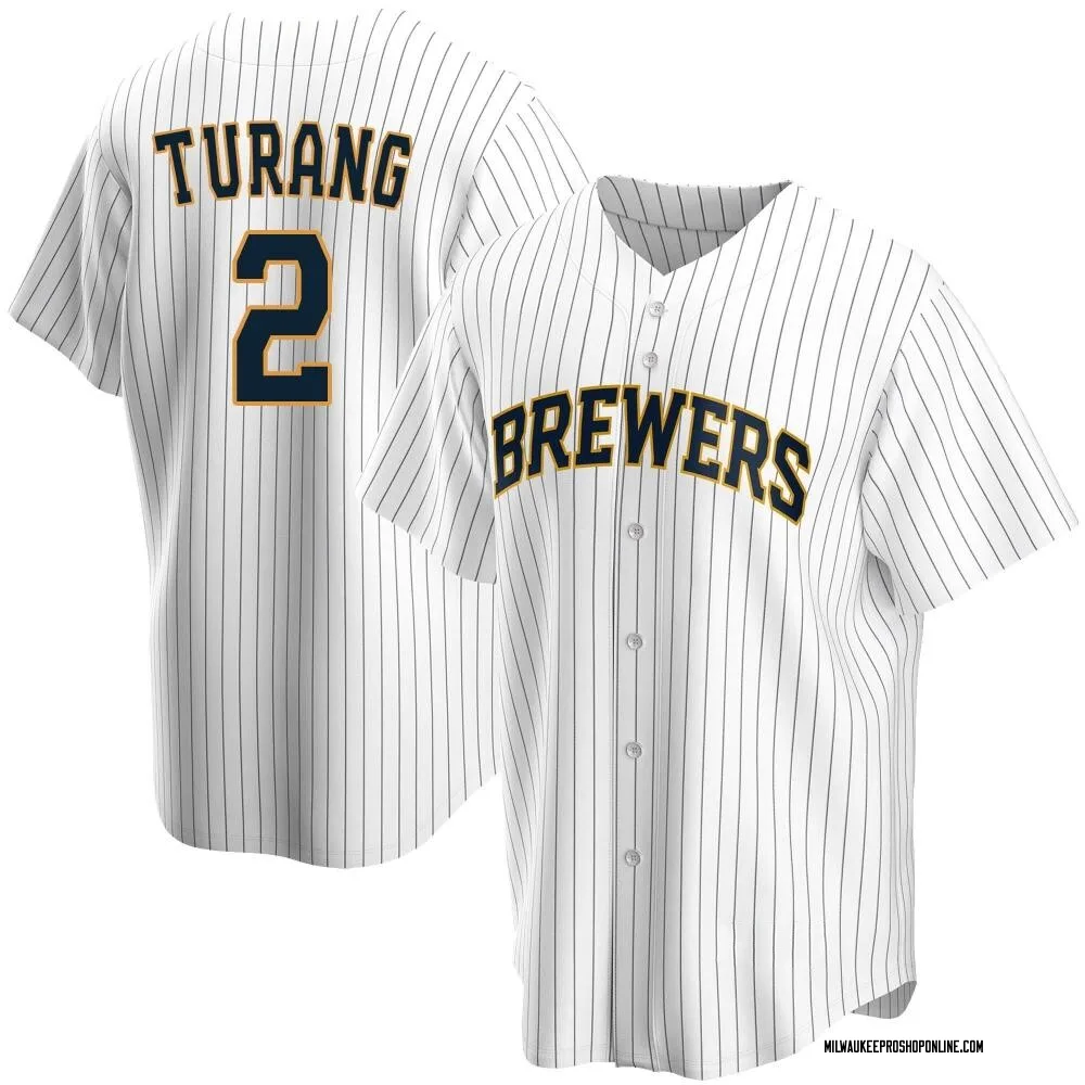 Brice Turang Men's Replica Milwaukee Brewers White Home Jersey