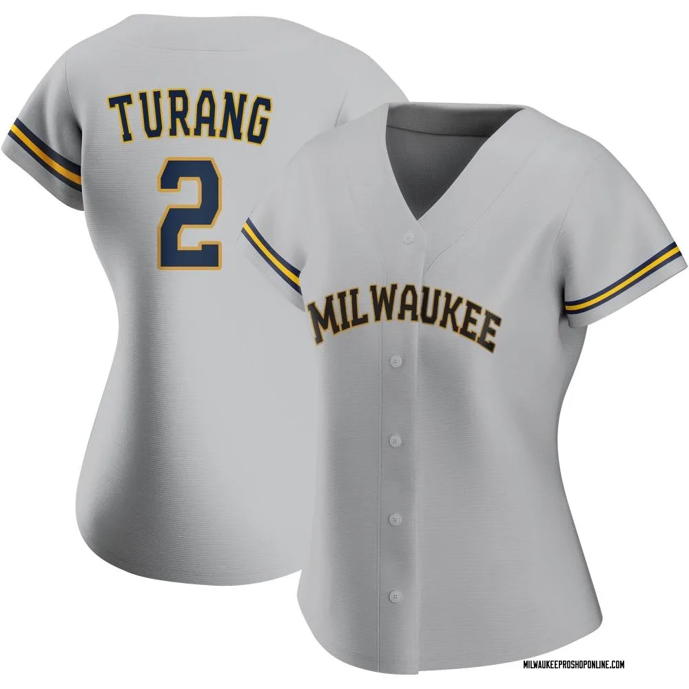 Brice Turang Women's Authentic Milwaukee Brewers Gray Road Jersey