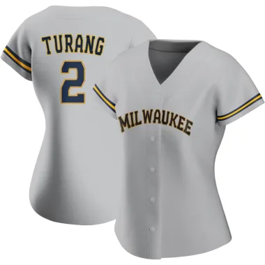 Brice Turang Women's Authentic Milwaukee Brewers Gray Road Jersey