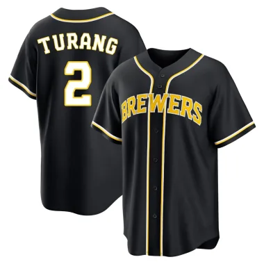 Brice Turang Youth Replica Milwaukee Brewers Black Fashion Out Jersey