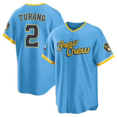 Brice Turang Youth Replica Milwaukee Brewers Blue Powder 2022 City Connect Jersey