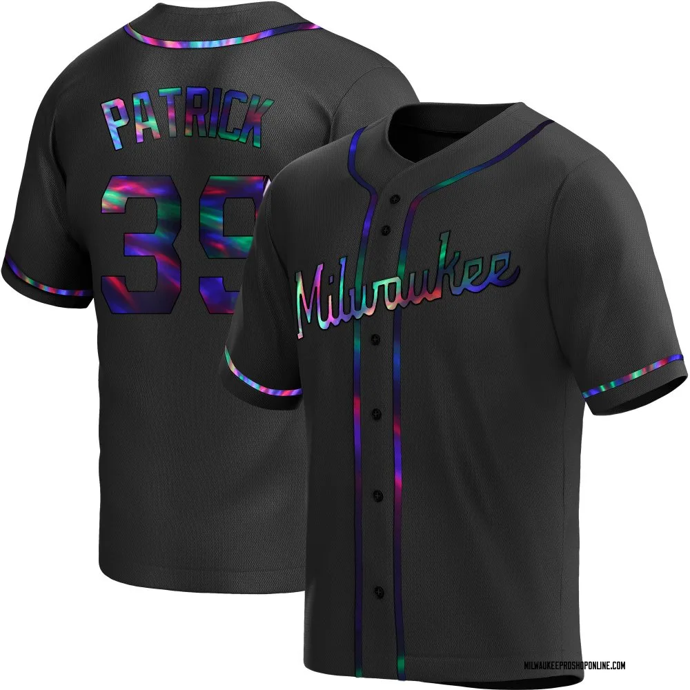 Chad Patrick Youth Replica Milwaukee Brewers Black Holographic Alternate Jersey