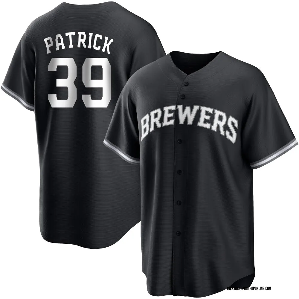 Chad Patrick Youth Replica Milwaukee Brewers Black/White Jersey