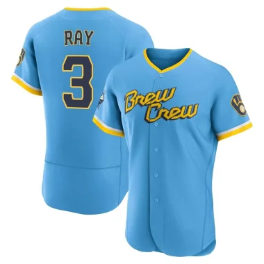 Corey Ray Men's Authentic Milwaukee Brewers Blue Powder 2022 City Connect Jersey