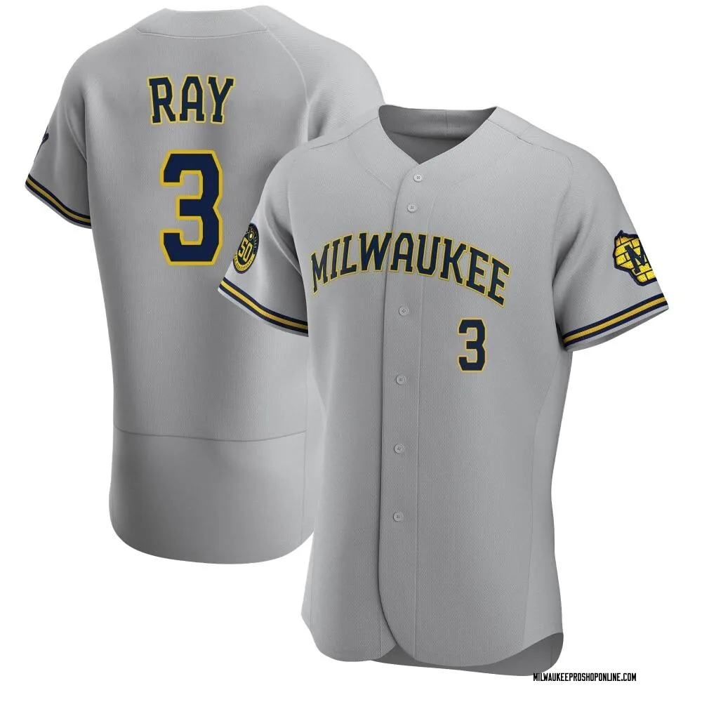 Corey Ray Men's Authentic Milwaukee Brewers Gray Road Jersey