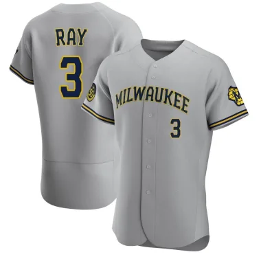 Corey Ray Men's Authentic Milwaukee Brewers Gray Road Jersey