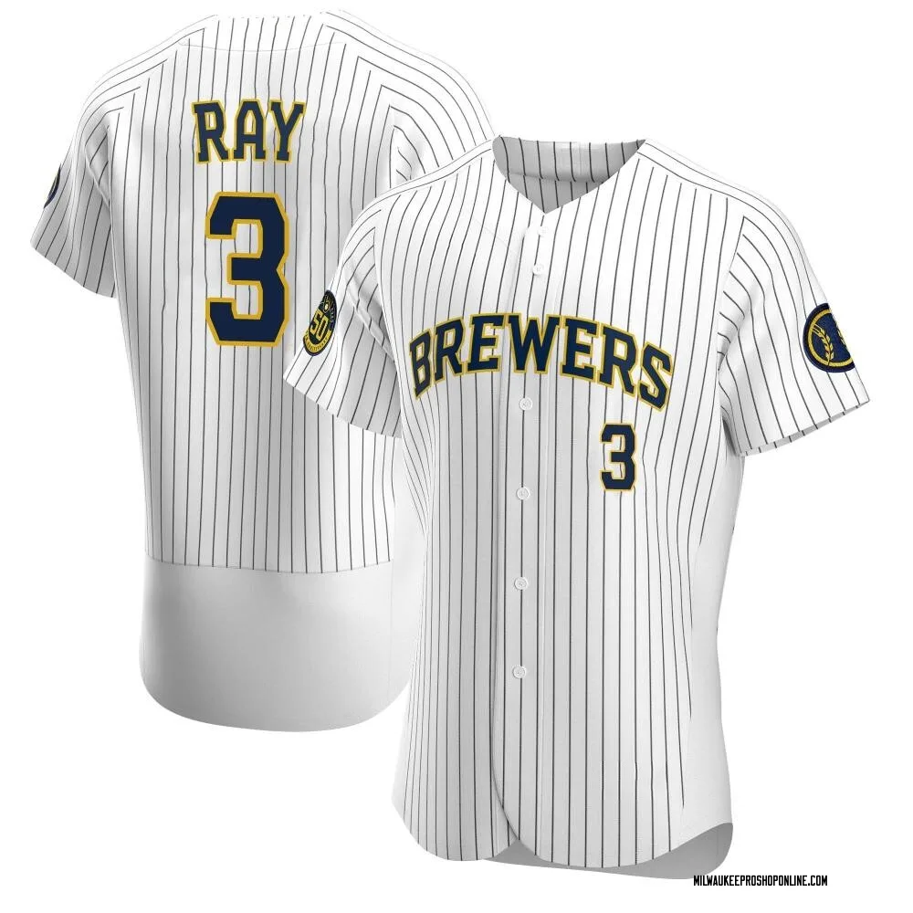 Corey Ray Men's Authentic Milwaukee Brewers White Alternate Jersey
