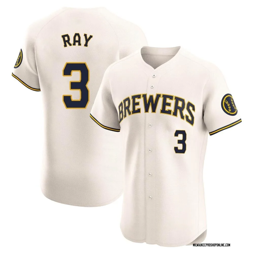 Corey Ray Men's Elite Milwaukee Brewers Cream Home Jersey