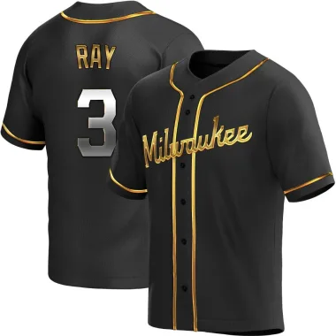 Corey Ray Men's Replica Milwaukee Brewers Black Golden Alternate Jersey