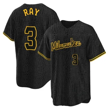 Corey Ray Men's Replica Milwaukee Brewers Black Snake Skin City Jersey