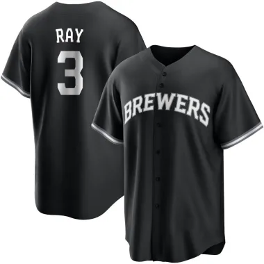 Corey Ray Men's Replica Milwaukee Brewers Black/White Jersey