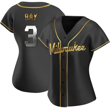 Corey Ray Women's Replica Milwaukee Brewers Black Golden Alternate Jersey