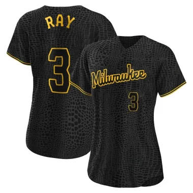 Corey Ray Women's Replica Milwaukee Brewers Black Snake Skin City Jersey